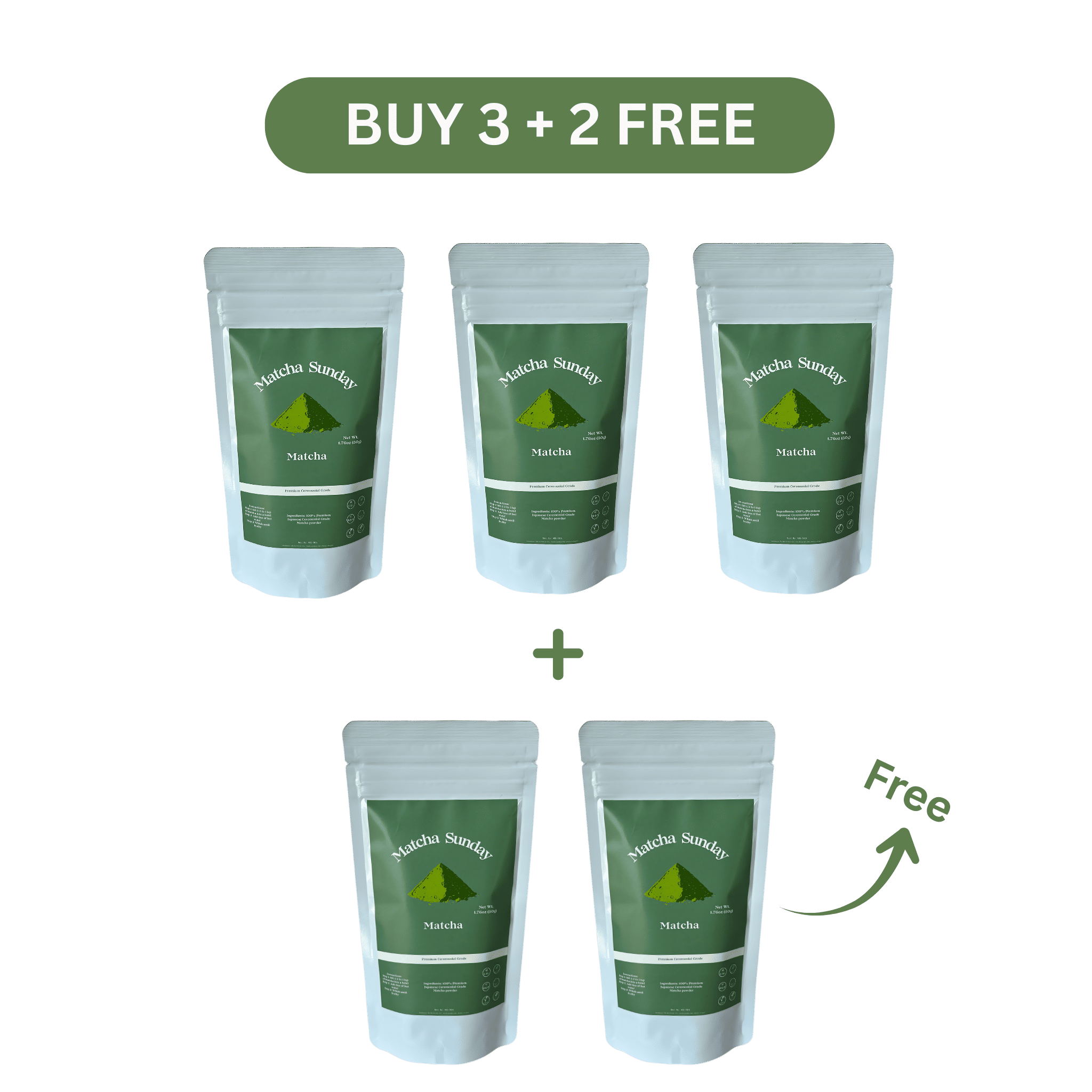 Ceremonial Grade Matcha Powder (50g) - Pack of 5 - Black Friday